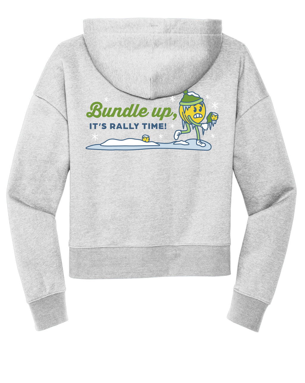 Winter Design: Women's Fleece Crop Hoodie - Light Heather Grey/Gardenia