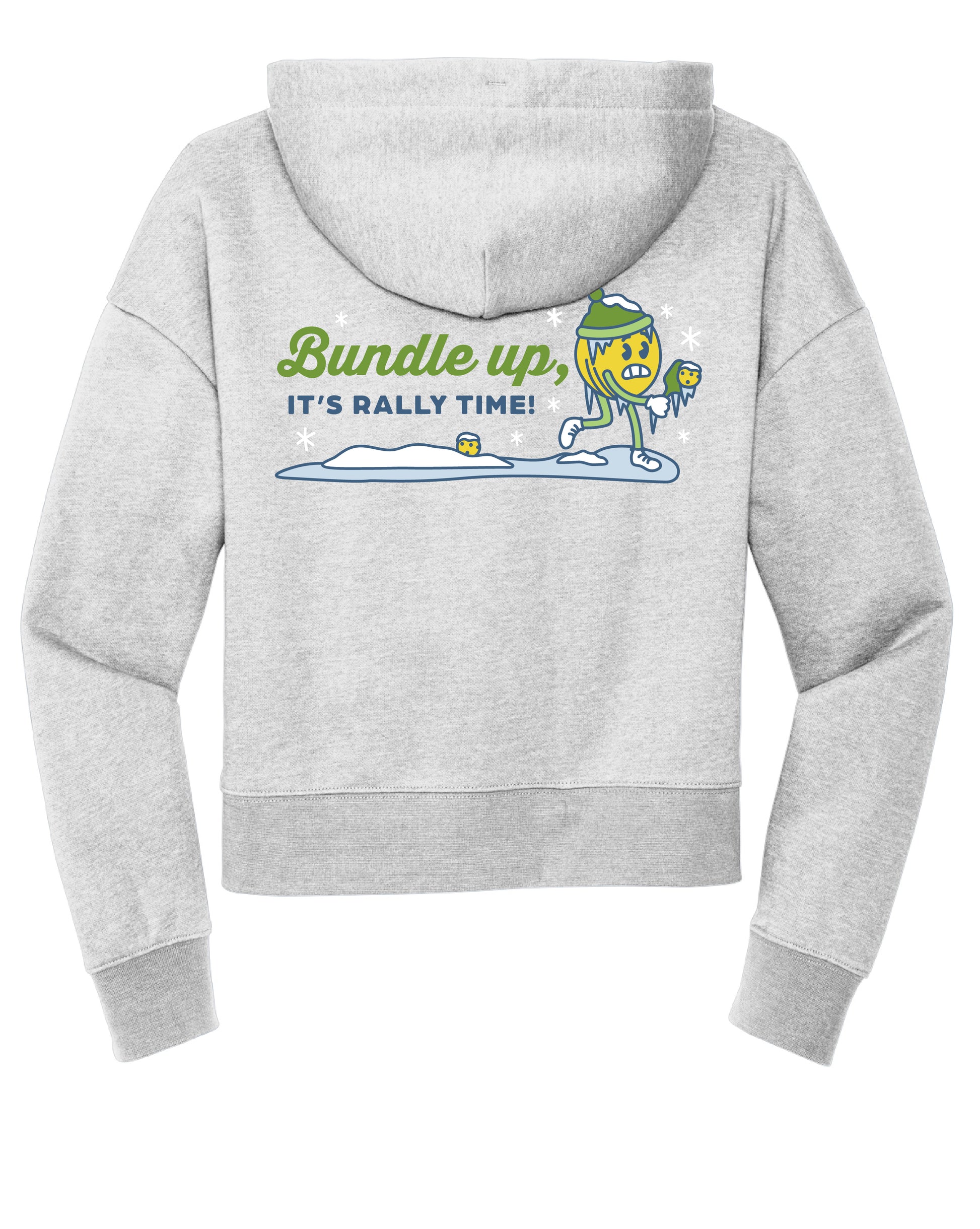 Winter Design: Women's Fleece Crop Hoodie - Light Heather Grey/Gardenia