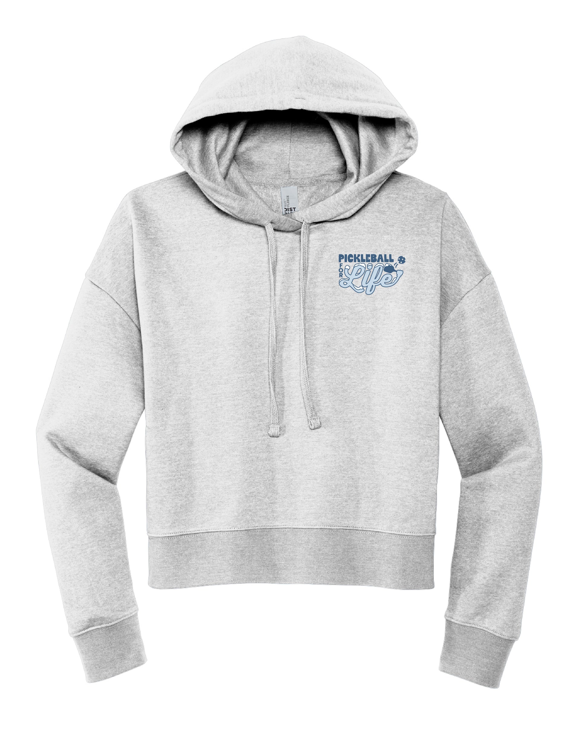 Winter Design: Women's Fleece Crop Hoodie - Light Heather Grey/Gardenia